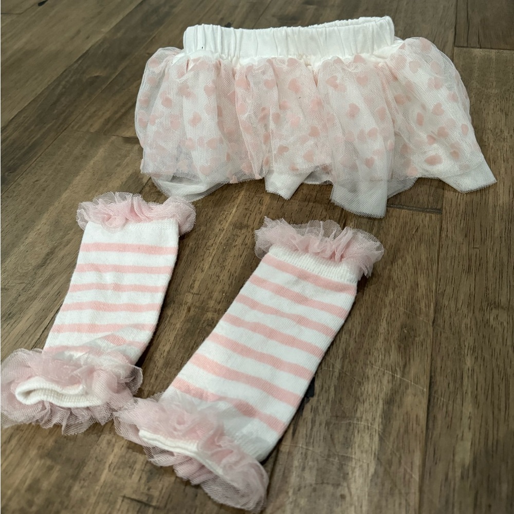 Baby infant 3 month tutu skirt and leg warmers set